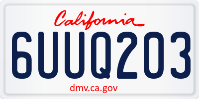 CA license plate 6UUQ203