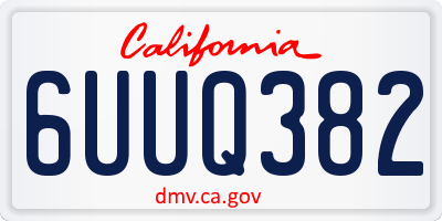 CA license plate 6UUQ382