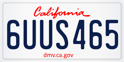 CA license plate 6UUS465