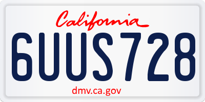 CA license plate 6UUS728