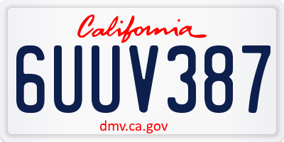 CA license plate 6UUV387