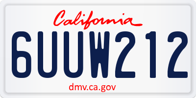 CA license plate 6UUW212