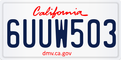 CA license plate 6UUW503