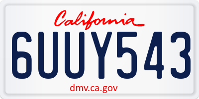 CA license plate 6UUY543
