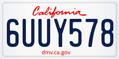 CA license plate 6UUY578