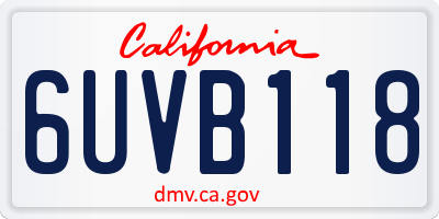 CA license plate 6UVB118