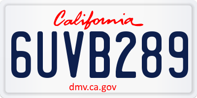 CA license plate 6UVB289
