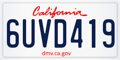 CA license plate 6UVD419