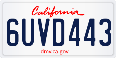 CA license plate 6UVD443
