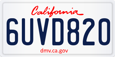 CA license plate 6UVD820