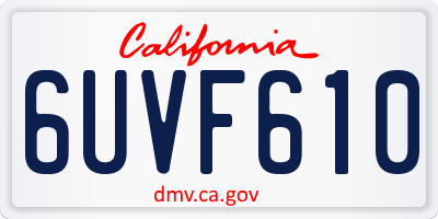 CA license plate 6UVF610