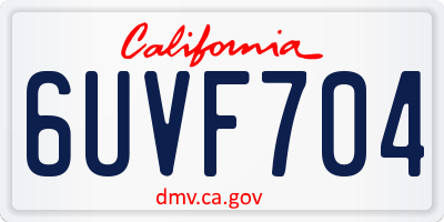 CA license plate 6UVF704