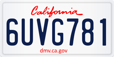 CA license plate 6UVG781