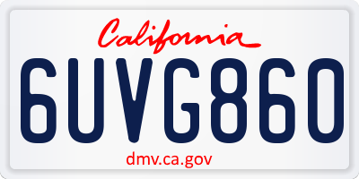 CA license plate 6UVG860