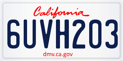 CA license plate 6UVH203