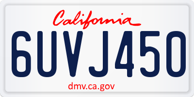 CA license plate 6UVJ450