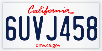 CA license plate 6UVJ458