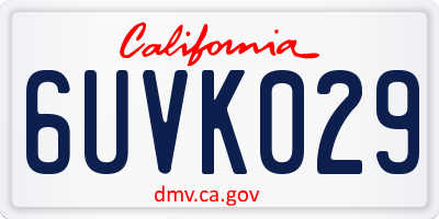 CA license plate 6UVK029