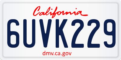 CA license plate 6UVK229