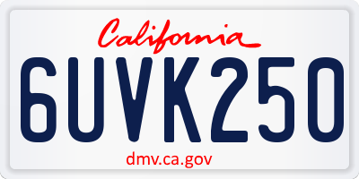 CA license plate 6UVK250
