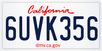 CA license plate 6UVK356
