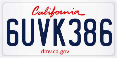CA license plate 6UVK386