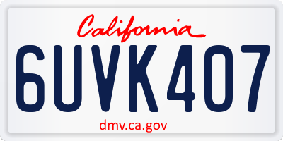 CA license plate 6UVK407
