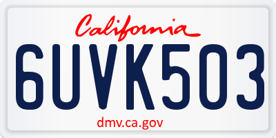 CA license plate 6UVK503