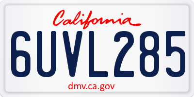 CA license plate 6UVL285