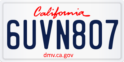 CA license plate 6UVN807