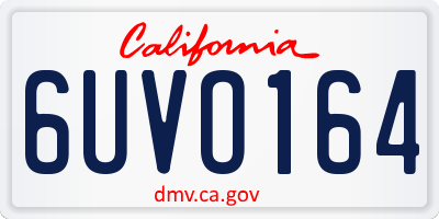 CA license plate 6UVO164