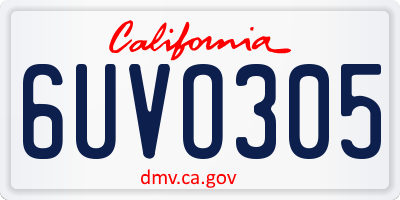 CA license plate 6UVO305