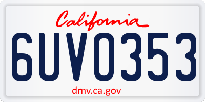 CA license plate 6UVO353