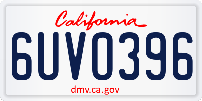 CA license plate 6UVO396