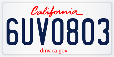 CA license plate 6UVO803