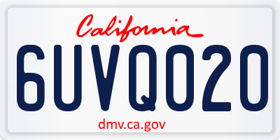 CA license plate 6UVQ020