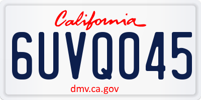 CA license plate 6UVQ045
