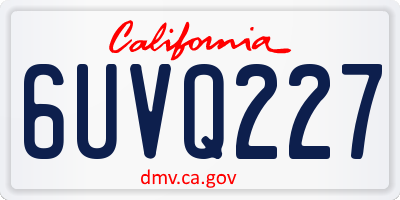 CA license plate 6UVQ227
