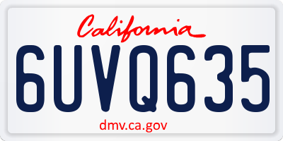 CA license plate 6UVQ635