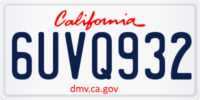CA license plate 6UVQ932