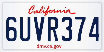 CA license plate 6UVR374