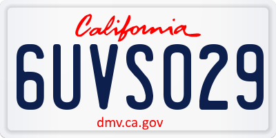 CA license plate 6UVS029
