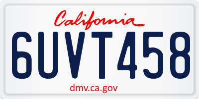 CA license plate 6UVT458