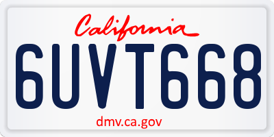 CA license plate 6UVT668