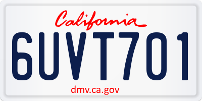 CA license plate 6UVT701