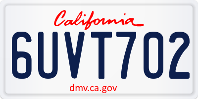 CA license plate 6UVT702