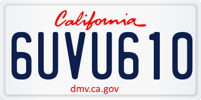 CA license plate 6UVU610