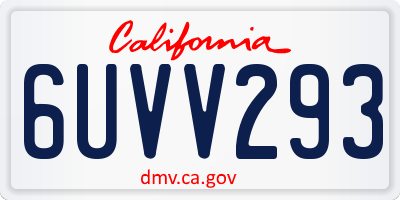 CA license plate 6UVV293