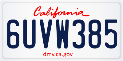 CA license plate 6UVW385