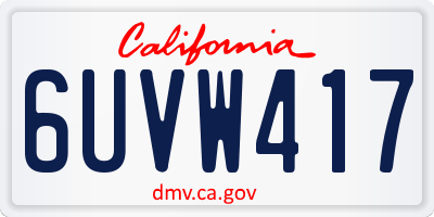 CA license plate 6UVW417